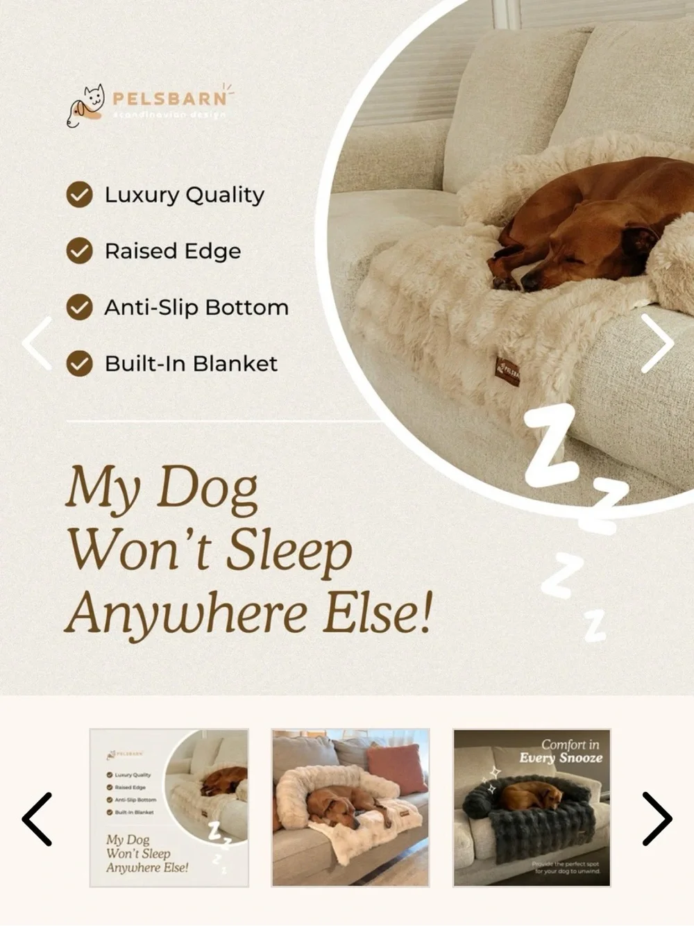 Pelsbarn Luxurious Brown Faux Fur Throw Blanket